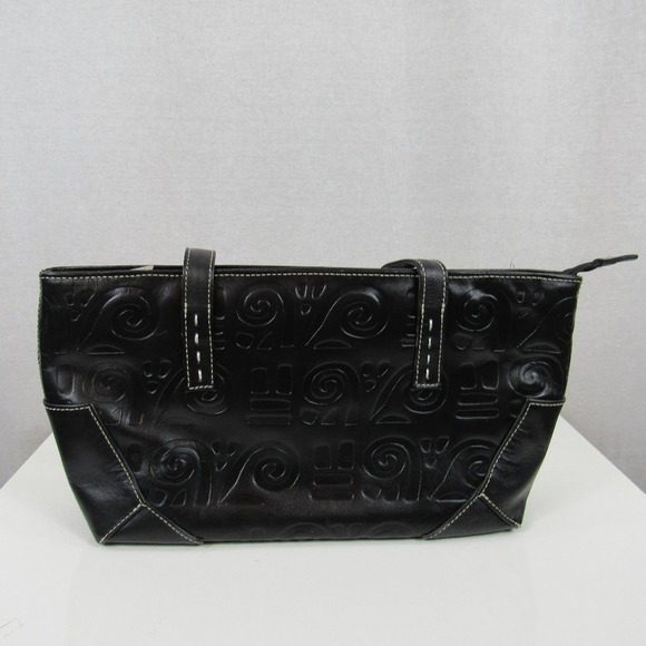 Pineda Covalin Black Leather Embossed Shoulder Bag Classy Chic